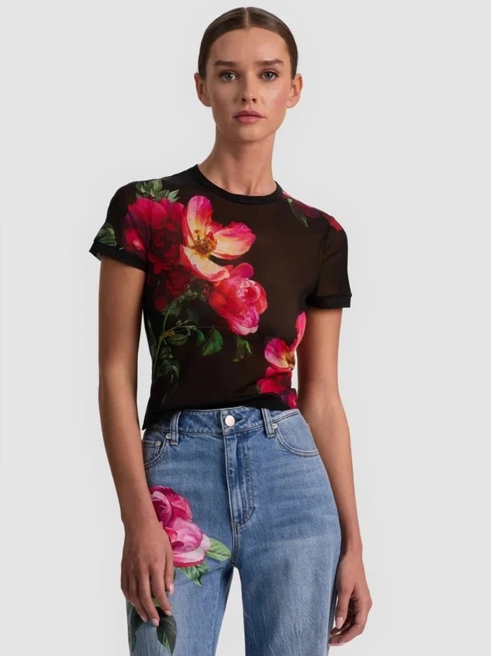 NWT ALICE + OLIVIA
Tess Mesh Crewneck Tee